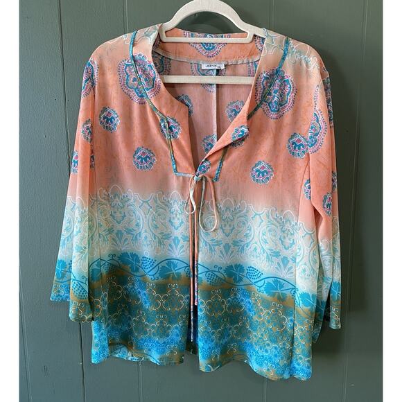 JAIPUR Blouse Womens Size XL Bohemian Festival Pullover Loose Lightweight Shirt - Picture 8 of 9